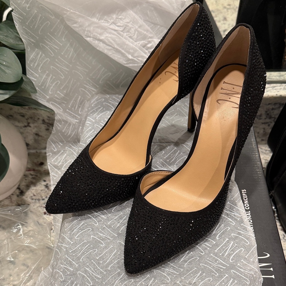 INC International Concepts Black Embellished Heels